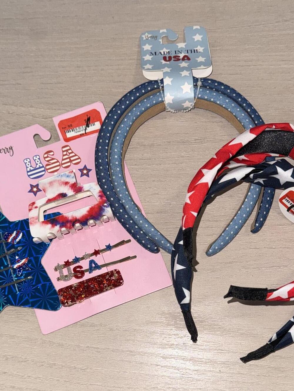 USA Themed Hair Accessories Set - Headbands and Hair Clips